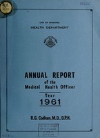 view Annual report of the Medical Health Officer / City of Winnipeg.