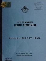 view Annual report of the Medical Health Officer / City of Winnipeg.