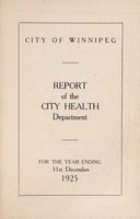 view Report of the City Health Department / City of Winnipeg.