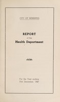 view Report of the City Health Department / City of Winnipeg.