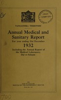 view Annual medical and sanitary report / Tanganyika Territory.