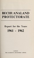 view Bechuanaland Protectorate report / Commonwealth Relations Office.