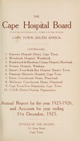 view Annual report of the Cape Hospital Board, Cape Town.