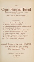 view Annual report of the Cape Hospital Board, Cape Town.