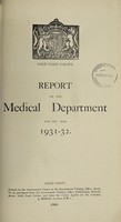 view Report on the Medical and Sanitary Departments / Government of the Gold Coast.