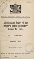 view Report of the Director of Medical and Sanitary Services / [Ceylon].