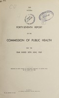 view Report of the Commission of Public Health to the Minister of Public Health / Department of Public Health, Victoria.