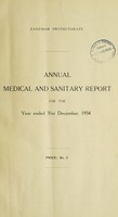 view Annual report of the Public Health Department / Zanzibar Protectorate.