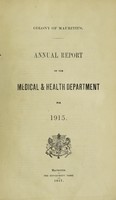 view Annual report of the Director, Medical & Health Department / Colony of Mauritius.