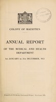 view Annual report of the Director, Medical & Health Department / Colony of Mauritius.