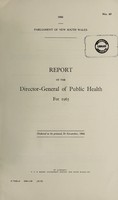 view Report of the Director-General of Public Health, New South Wales.