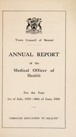 view Annual report of the Medical Officer of Health [to the] Town Council of Benoni.