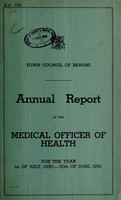 view Annual report of the Medical Officer of Health [to the] Town Council of Benoni.