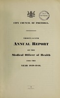 view Annual report of the Medical Officer of Health / City Council of Pretoria.