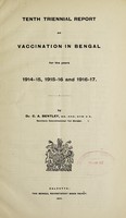 view 10th triennial report of vaccination in Bengal.