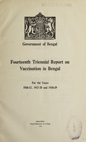 view 14th triennial report of vaccination in Bengal.