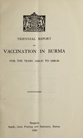 view Triennial report on vaccination in Burma.