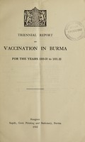 view Triennial report on vaccination in Burma.