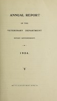 view Annual report of the Veterinary Department, Sudan Government.