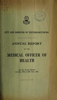 view Report of the Medical Officer of Health on the public health and sanitary circumstances of the city and borough of Pietermaritzburg.