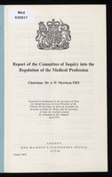 view Report of the Committee of Inquiry into the Regulation of the Medical Profession.