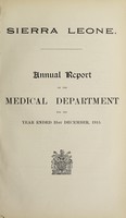 view Annual report on the Medical Department / Sierra Leone.