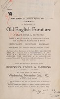 view Sales catalogue: Robinson Fisher and Co