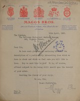 view Letter from Maggs Bros enclosing information on Spanish 'royal instructions about the reports to be made by the leaders of American expeditions' which is offered for sale for £10 10s