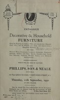 view Sales catalogue: Phillips, Son and Neale