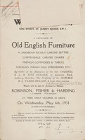 view Sales catalogue: Robinson Fisher and Co