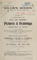 view Sales catalogue: Robinson Fisher and Co