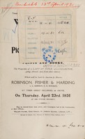 view Sales catalogue: Robinson Fisher and Co