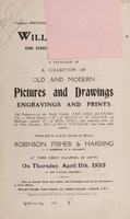 view Sales catalogue: Robinson Fisher and Co