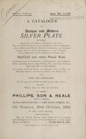 view Sales catalogue: Phillips, Son and Neale