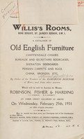 view Sales catalogue: Robinson Fisher and Co