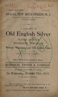 view Sales catalogue: Robinson Fisher and Co