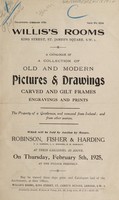 view Sales catalogue: Robinson Fisher and Co