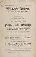 view Sales catalogue: Robinson Fisher and Co