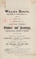 view Sales catalogue: Robinson Fisher and Co