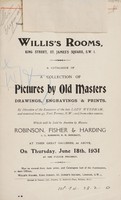 view Sales catalogue: Robinson Fisher and Co