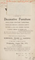 view Sales catalogue: Robinson Fisher and Co