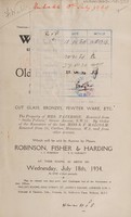 view Sales catalogue: Robinson Fisher and Co