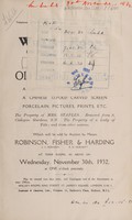 view Sales catalogue: Robinson Fisher and Co