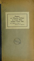 view Rapport sur l'hygiène publique au Congo belge.