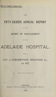 view Annual report of the Board of Management of Adelaide Hospital with a list of subscriptions, donations, etc : 1927.