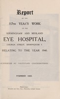 view Report of the year's work of the Birmingham and Midland Eye Hospital : 1940.