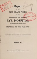 view Report of the year's work of the Birmingham and Midland Eye Hospital : 1943.