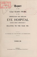 view Report of the year's work of the Birmingham and Midland Eye Hospital : 1945.