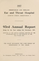 view Annual report : 1937 / Birmingham and Midland Ear and Throat Hospital.