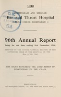 view Annual report : 1940 / Birmingham and Midland Ear and Throat Hospital.